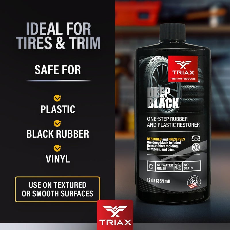 TRIAX Deep Black Tire, Trim, and Bumper Restore and Conditioner | One-Step Rubber Protectant with UV Shield | Polymer Based | No Water Rinse (12 Ounce) - Image 4